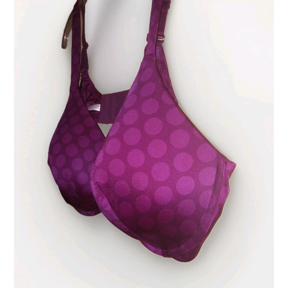 Ambrielle Bra 44C Everyday Full Coverage Purple Polka Dot‎ Lined Underwire